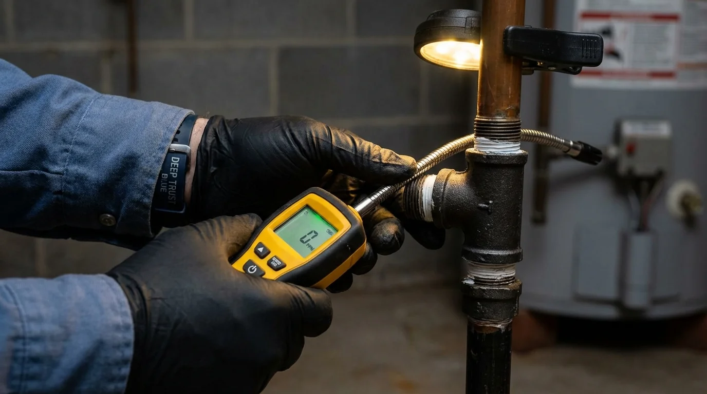 Gas leak detection with electronic sniffer by Johns Plumbing LLC in Punta Santiago